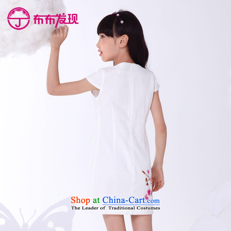 The Burkina found new children's wear 2015 short-sleeved qipao summer, children of pure cotton girls cheongsam dress round-neck collar Tang loading 160 yards, the white cloth found JOY (DISCOVERY) , , , shopping on the Internet