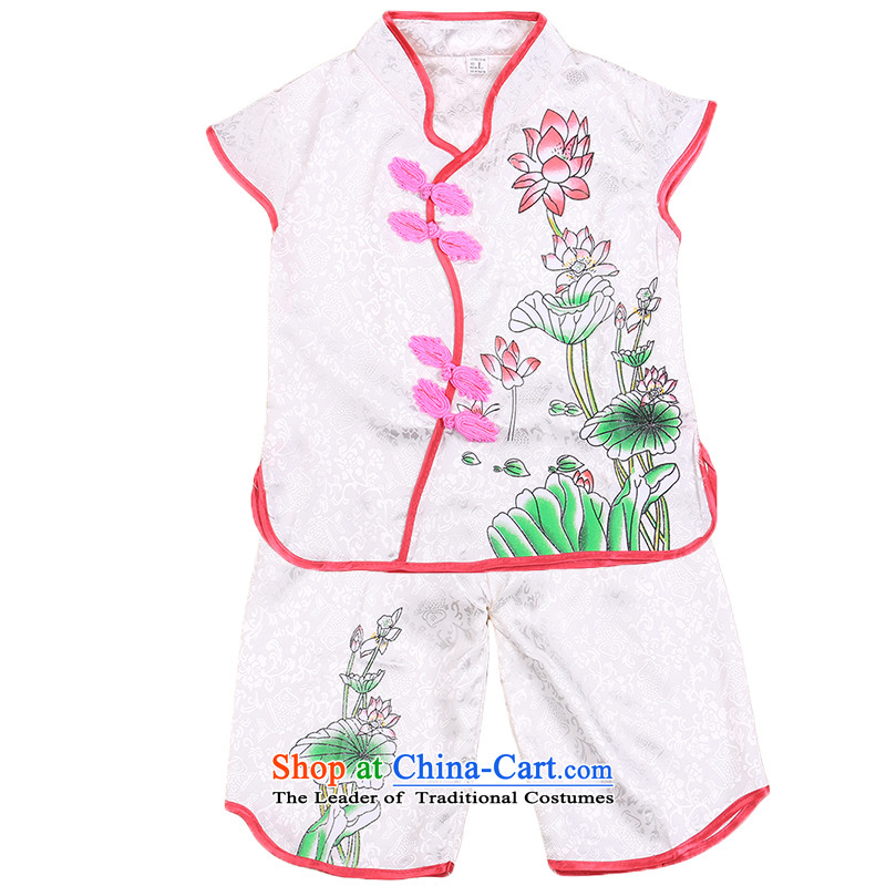 2015 new girls Tang Pack Children Summer Infant Garment short-sleeved shorts two kits white 120 Bunnies Dodo xiaotuduoduo) , , , shopping on the Internet