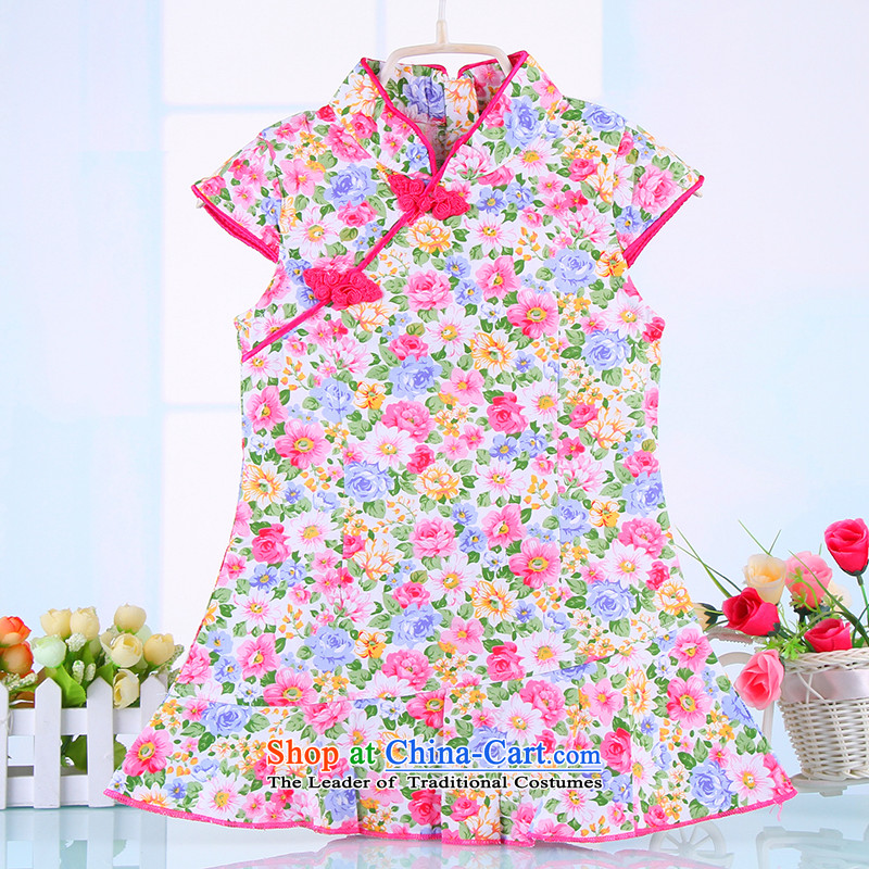 2015 Summer Children qipao pure cotton girls classical pieces skirts baby Tang dynasty festivals will dress pink 120