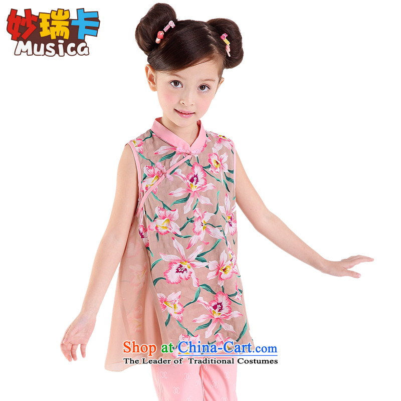 Sepia girls qipao Summer Children Tang dynasty children's apparel girls princess shirt guzheng will Lake Green 160 Miu@ , , , shopping on the Internet
