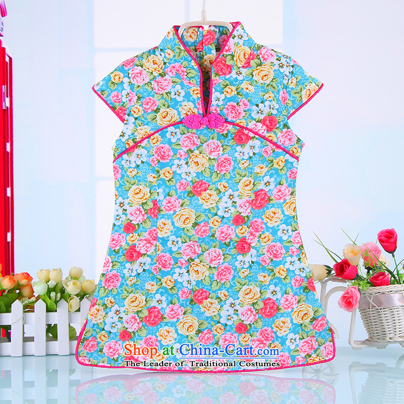 The point and Tang dynasty girls dress summer CUHK child children loaded cheongsam dress cheongsam embroidery pure cotton toner guzheng performances showing the service point of 110 Blue Rabbit shopping on the Internet has been pressed.
