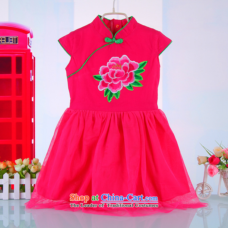 The point and the New China wind girls qipao BABY CHILDREN Tang dynasty princess skirt dress guzheng dress rose?120