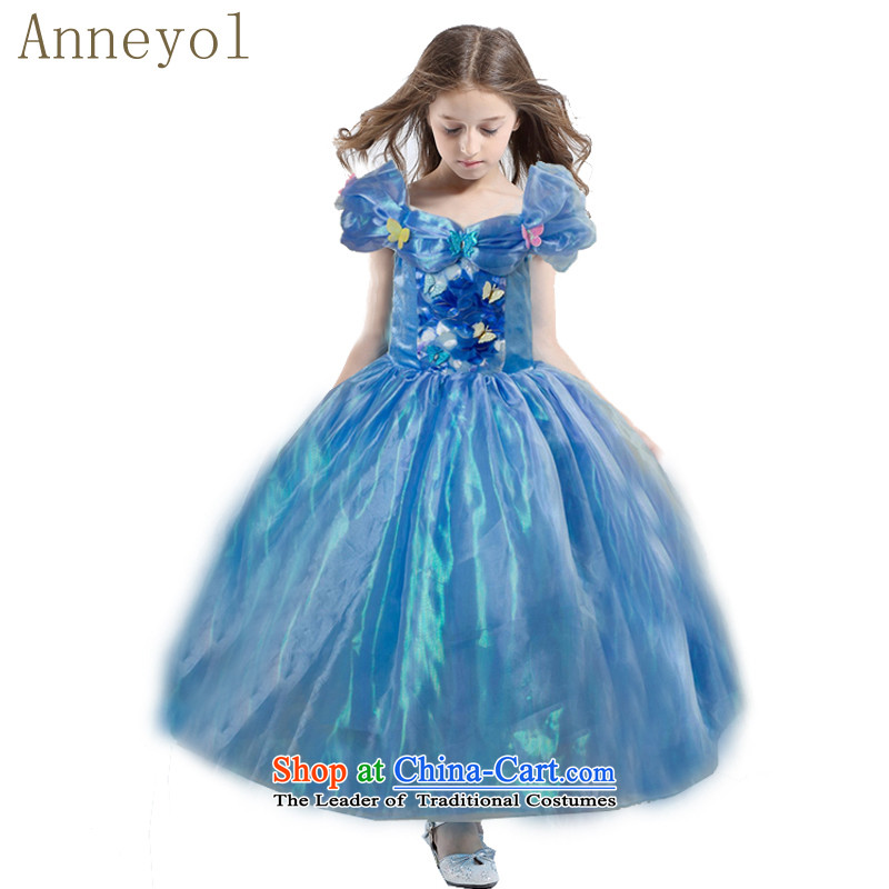 The same Cinderella anneyol dress princess skirt children evening dresses bon bon dresses girls show gathering inside the sky blue color130 Dress
