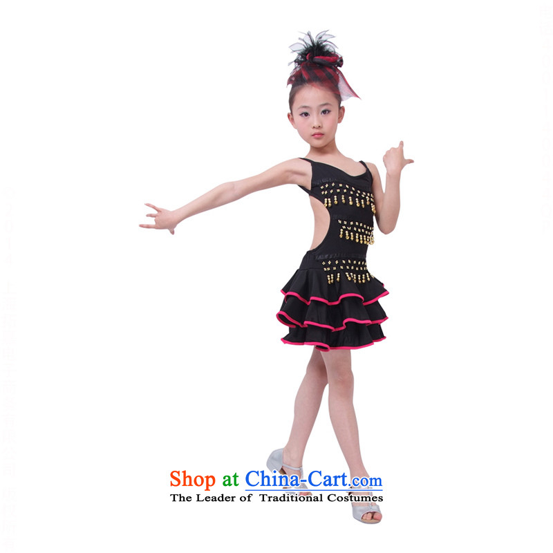 Children will costumes and girls Latin dance on the stage chip dance skirt skirt TZ5108-0102 black 120CM,POSCN,,, shopping on the Internet