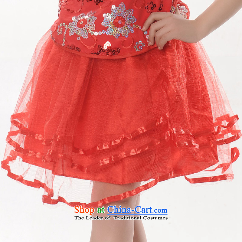 Children costumes girls modern light slice early childhood dress princess skirt dance wearing red 150CM,POSCN,,, TZ5108-0122 shopping on the Internet
