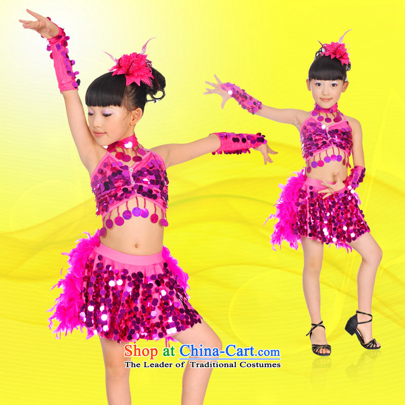 Shao Er Latin dance costumes girls serving on contemporary plays chip children dance skirt the red 130CM,POSCN,,, TZ5108-0123 shopping on the Internet