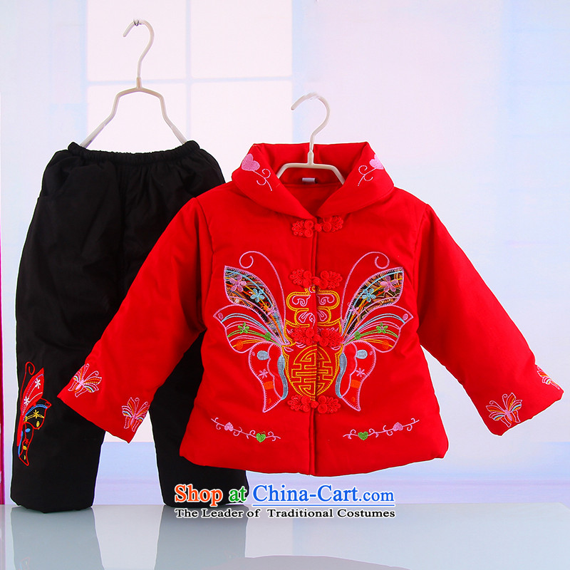 Winter new girls New Year holiday butterfly Tang Dynasty Package your baby girl pure cotton warm thick Tang dynasty 5250 Red 120 Bunnies Dodo xiaotuduoduo) , , , shopping on the Internet