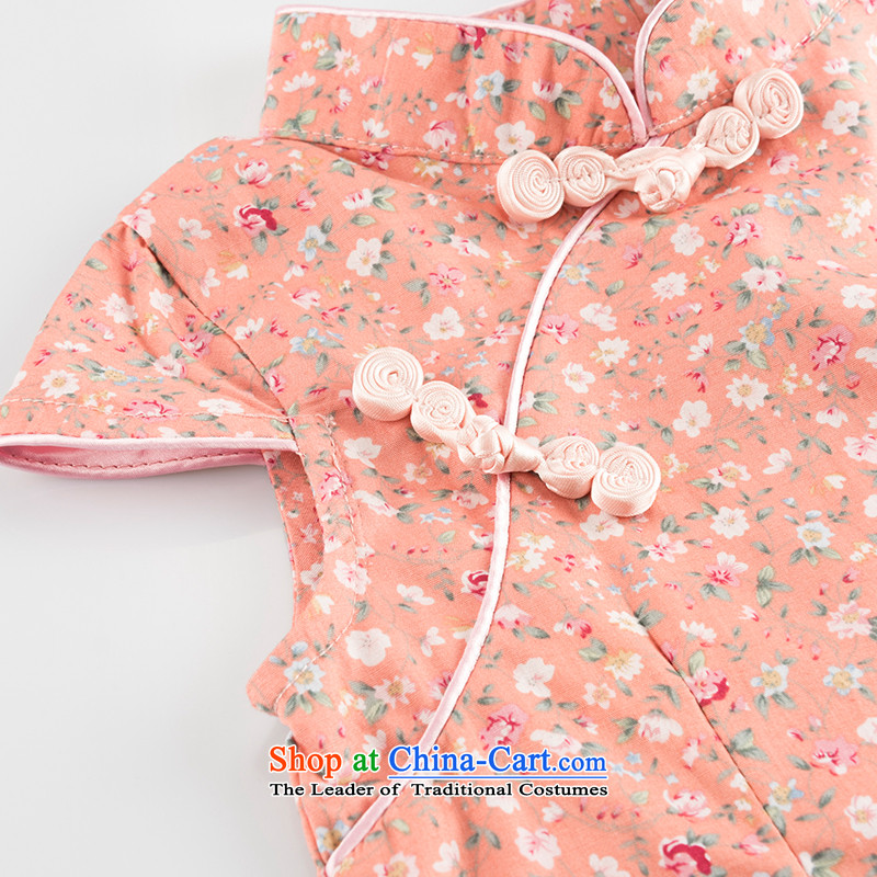 The spring and summer of the Tang dynasty qipao children girls short-sleeved dresses pink cotton saika China wind baby suit 80 girls skirts Lok Wei (tonglehui) , , , shopping on the Internet