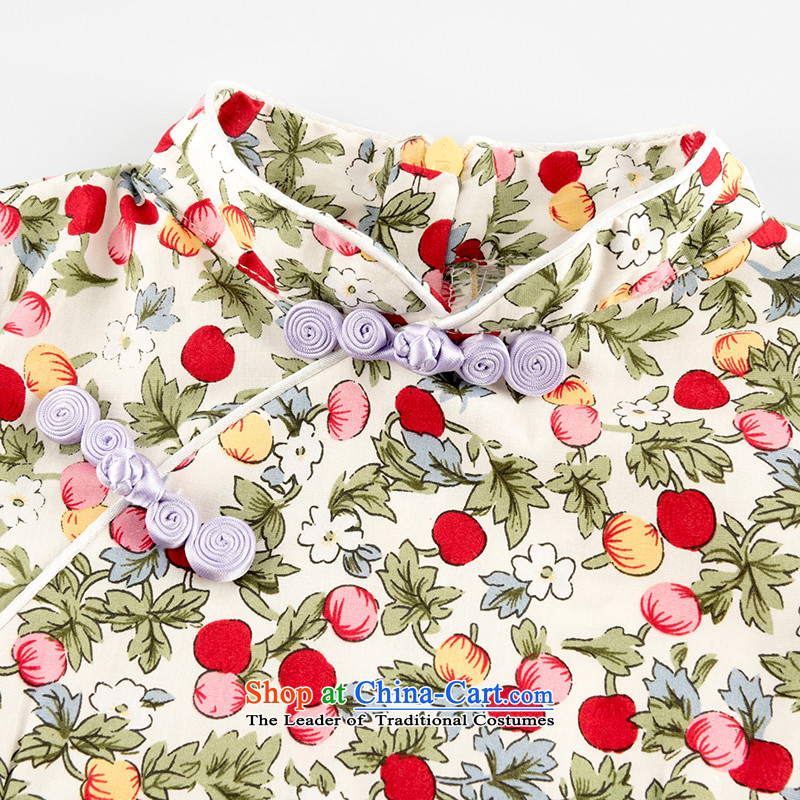 Mr Tang dynasty qipao children, girls show services short-sleeved dresses pure cotton Cherry Flowers Chinese baby suit 120 girls skirts Lok Wei (tonglehui) , , , shopping on the Internet