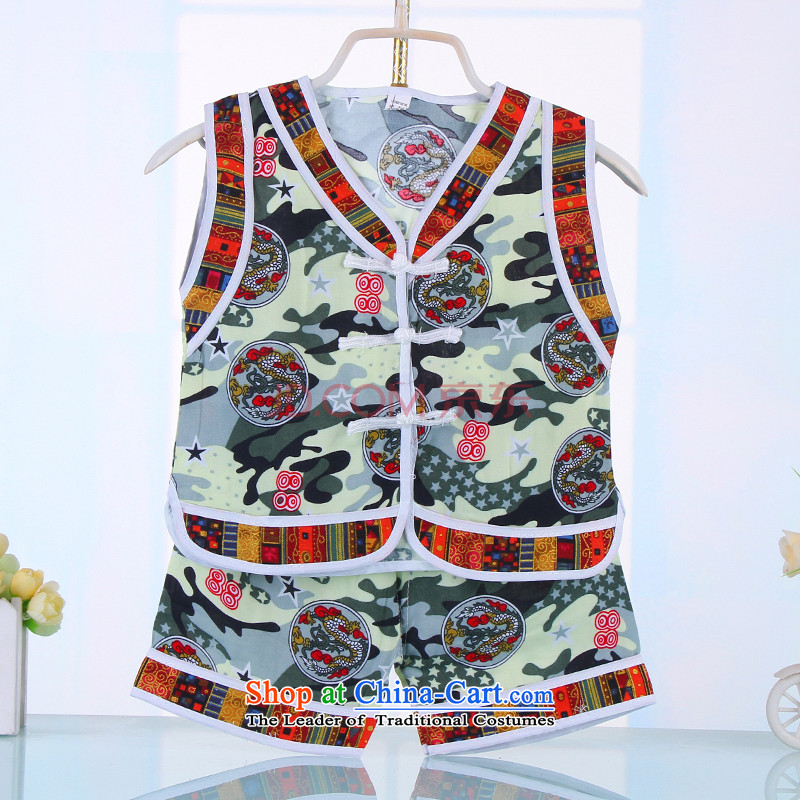2015 cool and comfortable soft baby boy children Tang Dynasty Package Chinese children vest Kit 4517 Green?90