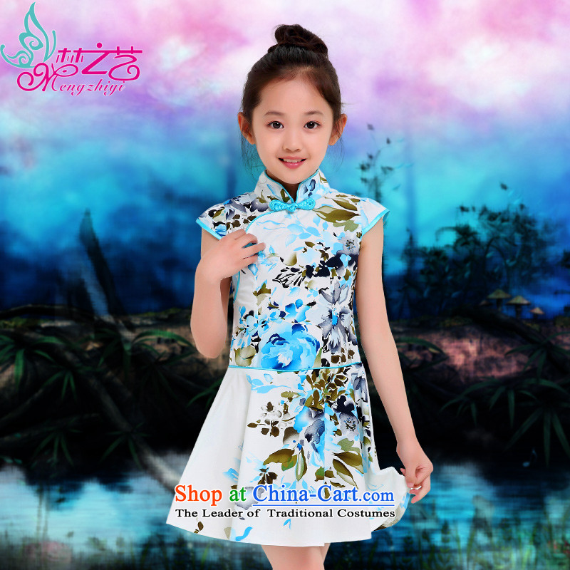 The dream girl children arts cheongsam cheongsam dress Tang dynasty women 2015 Summer baby new summer short-sleeved clothes dresses MZY-0302 new products of blue feelings hangtags 130 for 120-130 without involving the dream arts , , , shopping on the Inte