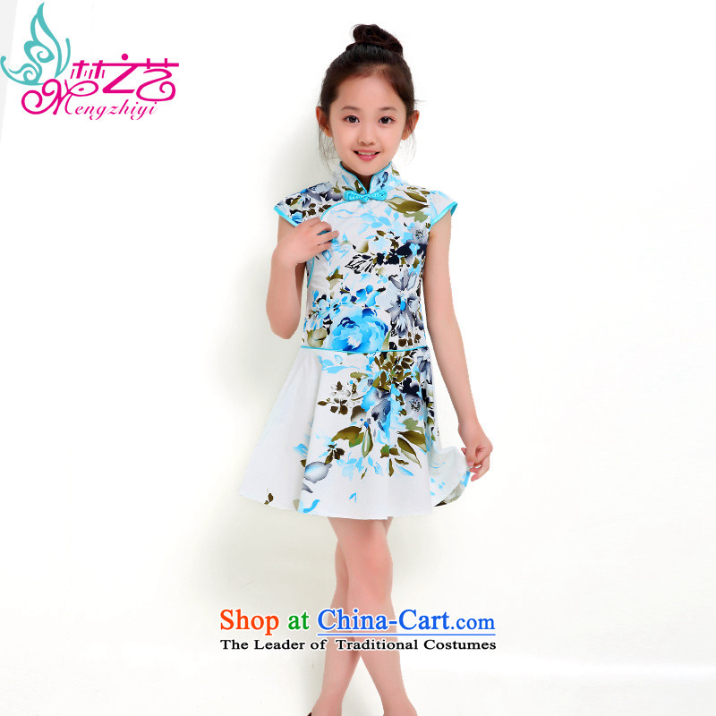 The dream girl children arts cheongsam cheongsam dress Tang dynasty women 2015 Summer baby new summer short-sleeved clothes dresses MZY-0302 new products of blue feelings hangtags 130 for 120-130 without involving the dream arts , , , shopping on the Inte