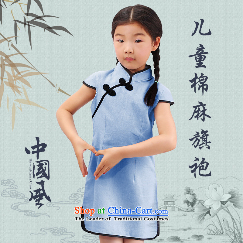 Tiger head dolls children and of children's wear dresses girls qipao Tang dynasty princess skirt cotton linen cuhk child guzheng will national retro skirt summer Emerald 120-130 tiger head Dolls (Hu Tou Wa Wa) , , , shopping on the Internet