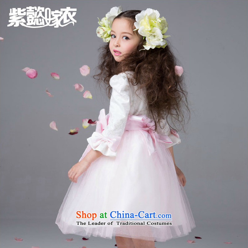 The first spring and summer wedding gown headquarters of children and of children's wear skirts bon bon female ballet pink wire-mesh long sleeves Flower Girls wedding dress will princess skirt TZ0177 pink (Single Princess skirt) 80cm(2 80-95cm), code firs