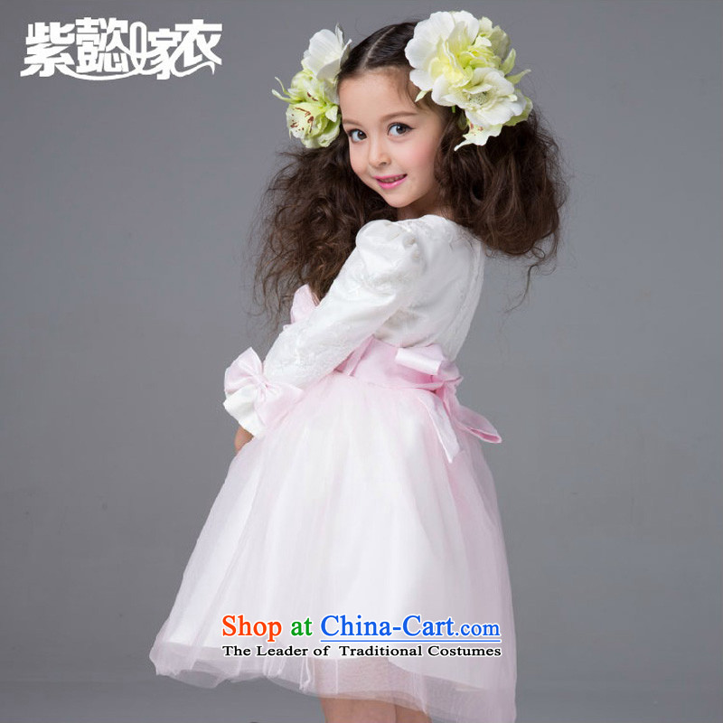 The first spring and summer wedding gown headquarters of children and of children's wear skirts bon bon female ballet pink wire-mesh long sleeves Flower Girls wedding dress will princess skirt TZ0177 pink (Single Princess skirt) 80cm(2 80-95cm), code firs