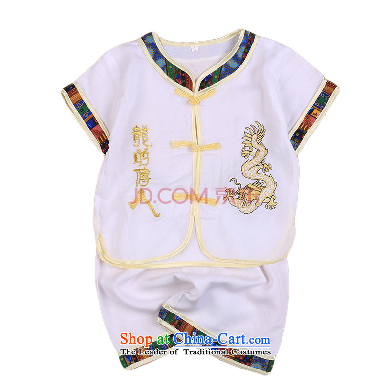 2015 New Child Tang Dynasty Chinese baby boy Tang dynasty short-sleeved Tang casual ethnic summer our 4676th white80