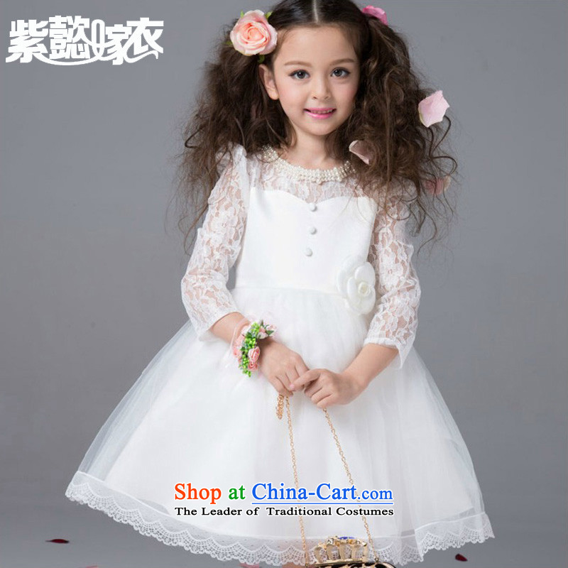 Purple wedding gown headquarters children princess skirt the?spring and summer of 2015, the girl child and of children's wear dresses sweet engraving lei silk-screened by the theatrical performances TZ0179 Services White _single_ 120cm_8 120-130cm_ code