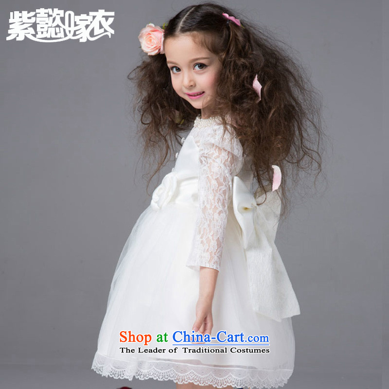 Purple wedding gown headquarters children princess skirt the spring and summer of 2015, the girl child and of children's wear dresses sweet engraving lei silk-screened by the theatrical performances TZ0179 Services White (single 120cm(8 skirt) code 120-13