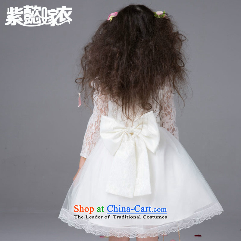 Purple wedding gown headquarters children princess skirt the spring and summer of 2015, the girl child and of children's wear dresses sweet engraving lei silk-screened by the theatrical performances TZ0179 Services White (single 120cm(8 skirt) code 120-13