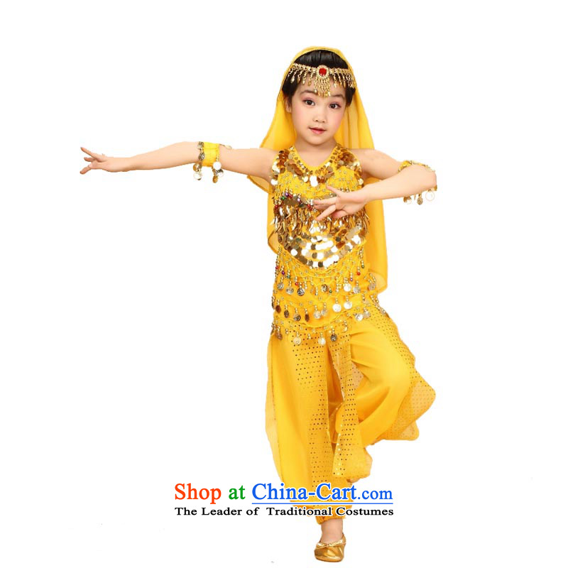 Adjustable leather case package children Indian dance wearing a children's dance show yellow M recommended height adjust around 115-135cm leather case package has been pressed shopping on the Internet