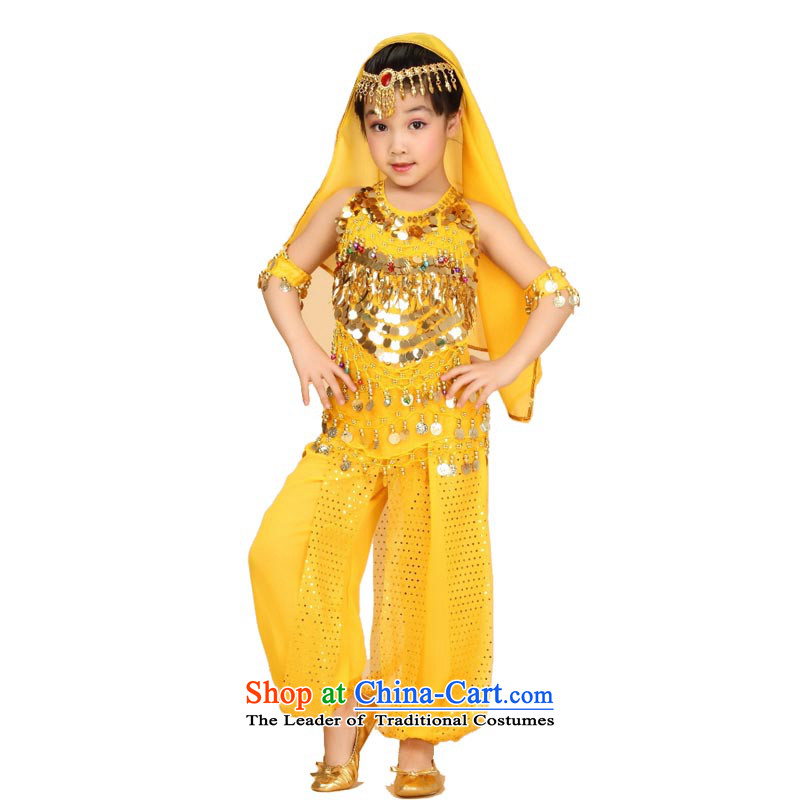 Adjustable leather case package children Indian dance wearing a children's dance show yellow M recommended height adjust around 115-135cm leather case package has been pressed shopping on the Internet