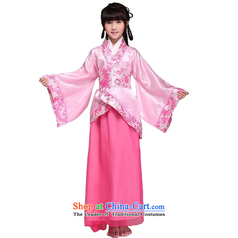 Adjustable leather case package children costume girls improved Han-track civil princess dress celebrate Children's Day stage costumes chiffon skirt pink 150cm tall 145-155cm recommendations
