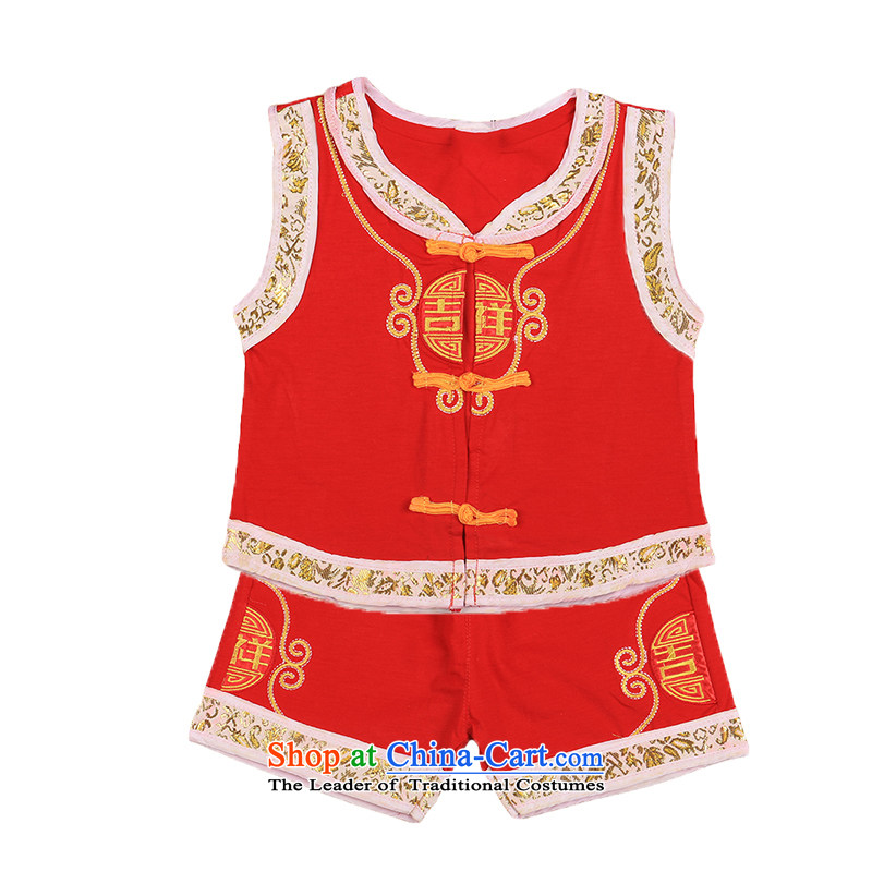 New Tang dynasty summer boys under the age of a gift of ethnic Chinese children Baby clothing birthday dress Red?100