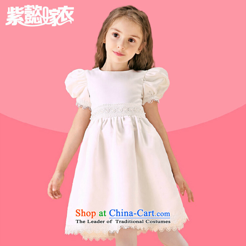 First headquarters wedding dress Snow White Dress upscale female children's wear dresses spring and summer lace imports of Flower Girls will TZ0204 White (single) 12 code (dress recommendations 140-150cm), standing purple headquarters wedding dress (ziyij
