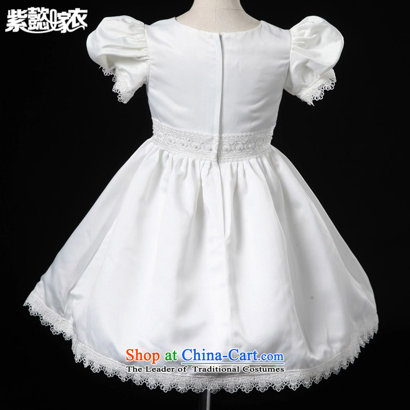 First headquarters wedding dress Snow White Dress upscale female children's wear dresses spring and summer lace imports of Flower Girls will TZ0204 White (single) 12 code (dress recommendations 140-150cm), standing purple headquarters wedding dress (ziyij