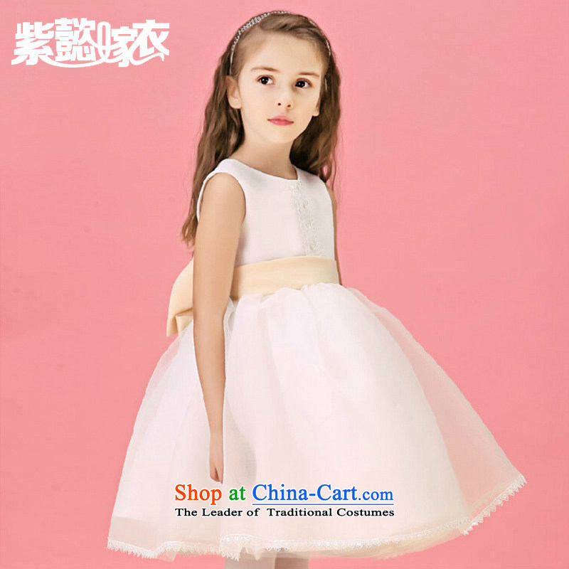 First headquarters wedding dresses Flower Girls dress the spring and summer of the girl child and of children's wear skirts princess children elegant lace sleeveless bon bon skirt to live piano music TZ0208 dress code (recommendation 10 beige 130-140cm),