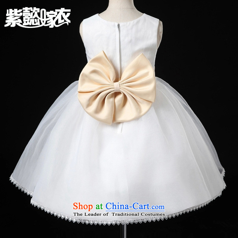 First headquarters wedding dresses Flower Girls dress the spring and summer of the girl child and of children's wear skirts princess children elegant lace sleeveless bon bon skirt to live piano music TZ0208 dress code (recommendation 10 beige 130-140cm),