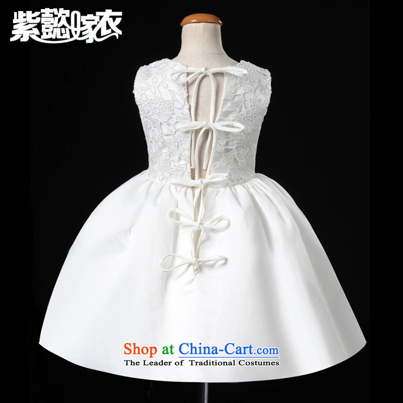 Purple wedding gown headquarters of children and of children's wear dress female spring and summer upscale lace sleeveless gauze cuhk child Snow White Dress Flower Girls will dress TZ0216 White (single) 14 yards (recommendation 150-160cm), standing purple