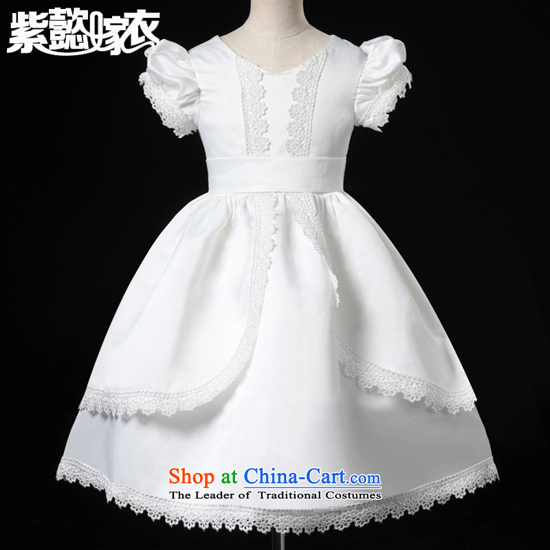Purple wedding gown headquarters children dress girls spring and summer skirts lace lady Mrs flower children's wear skirts princess bon bon skirt to live piano music services TZ0217 (single dress white 14 yards) (recommendation 150-160cm), standing purple