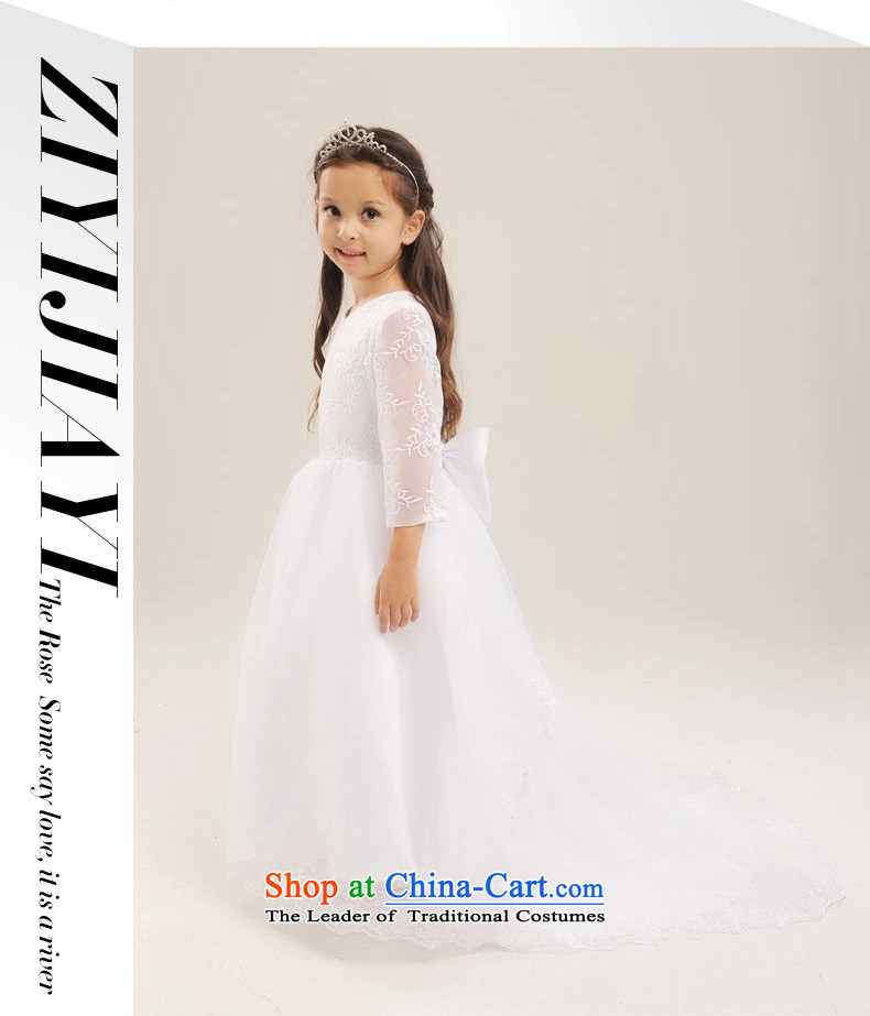 Purple wedding gown headquarters children wedding dress princess girls long tail lace engraving long-sleeved cuhk child long Flower Girls to dress will drag TZ0010 White (single) 14 yards (recommendation 150-160cm) height picture, prices, brand platters! The elections are supplied in the national character of distribution, so action, buy now enjoy more preferential! As soon as possible.