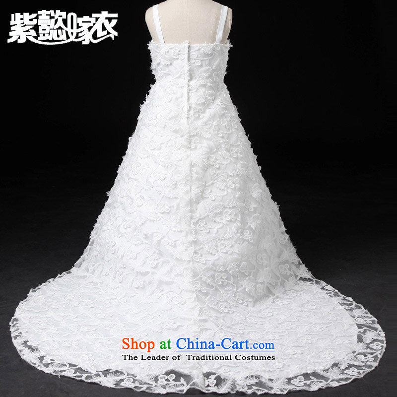 Purple wedding gown headquarters children tail will girls new children's wear long drag to CUHK luxury lace bare shoulders, snow white wedding dress skirt is white with gross shawl TZ0220 8 (recommended height 120-130cm), purple headquarters wedding dress