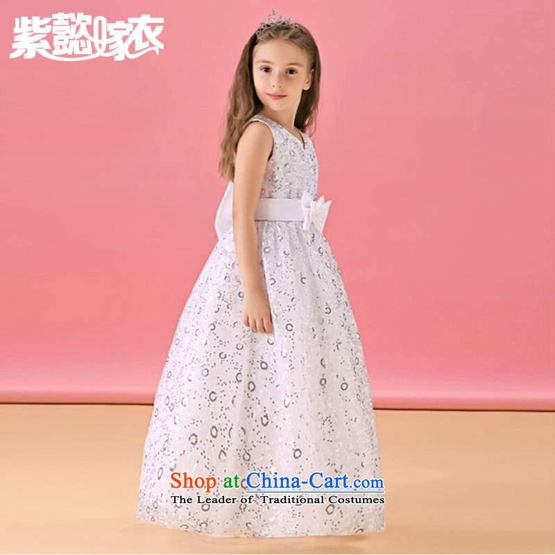 Purple wedding gown headquarters children princess skirt girls summer cuhk child long on-chip lace sleeveless birthday dress clothes show will spend TZ0205 white white (single) 14 yards (recommendation 150-160cm), standing purple headquarters wedding dres