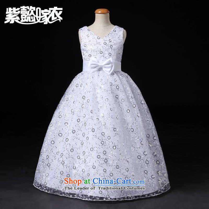 Purple wedding gown headquarters children princess skirt girls summer cuhk child long on-chip lace sleeveless birthday dress clothes show will spend TZ0205 white white (single) 14 yards (recommendation 150-160cm), standing purple headquarters wedding dres