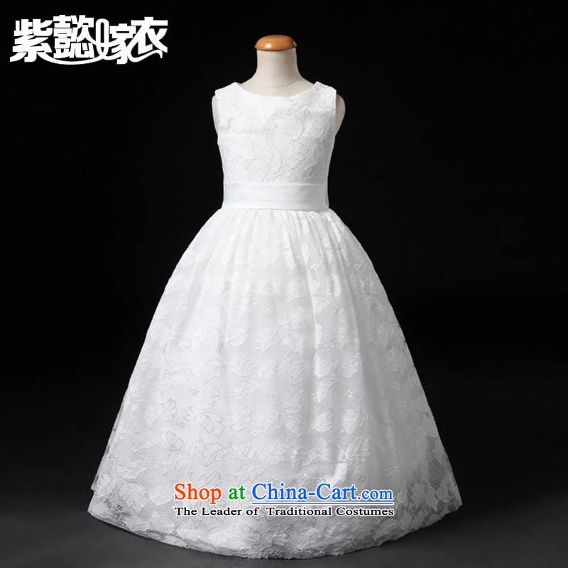 First headquarters wedding dress snow white girl children's wear skirts spring and summer and a new ultra soft lace irrepressible wedding dresses flower girl children CUHK will dress TZ0225 White (single) 6 (recommended height 110-120cm), purple headquart