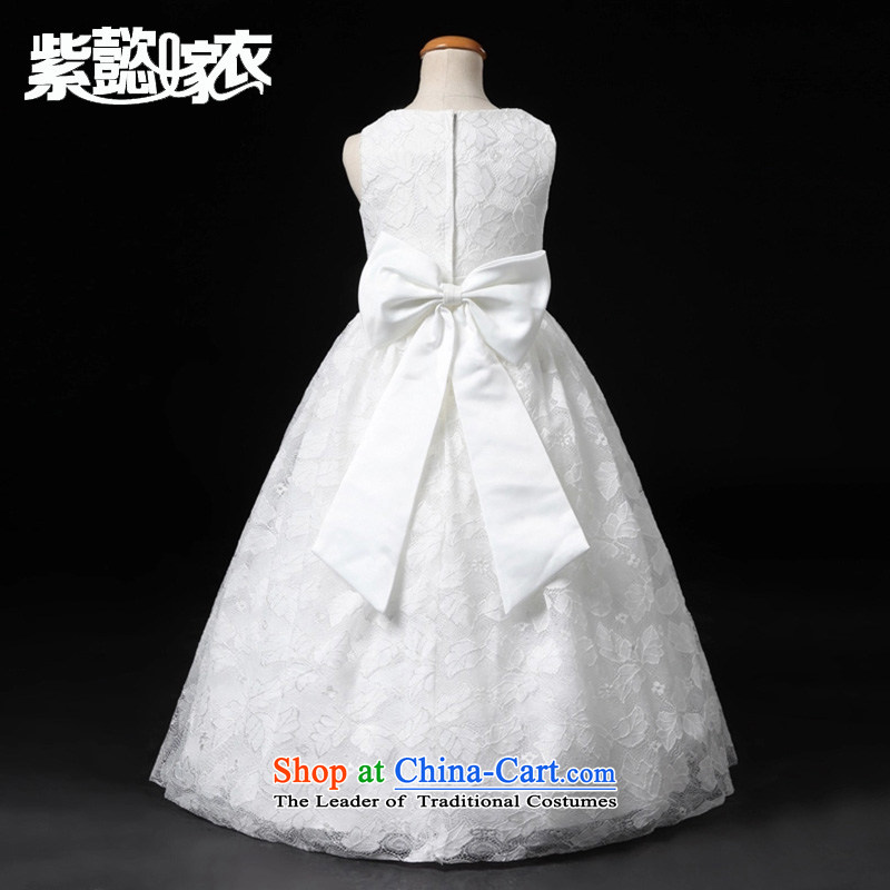 First headquarters wedding dress snow white girl children's wear skirts spring and summer and a new ultra soft lace irrepressible wedding dresses flower girl children CUHK will dress TZ0225 White (single) 6 (recommended height 110-120cm), purple headquart