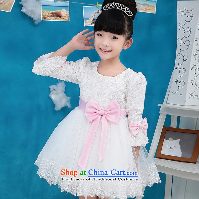 Spirit Fall/Winter Collections 2015 birds girls dresses in the spring and autumn long-sleeved children princess bon bon White gauze dressing gown Performs Korea 063 white 15 dress skirt with white 150 for red paras. 135-145, the child spirit Waxwing (quic