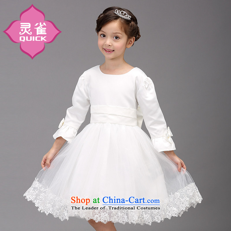 The spirit of spring, summer, autumn and winter Princess children's apparel new skirt performances. Long-sleeved girls dress bon bon pure white wedding dress 87 white?long-sleeved damask dresses in 160 skirt white? 160 is suitable for a child appears at p