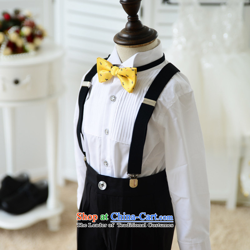 Bathing in the staff of the estate boy strap Flower Girls dress Spring Festival Kit 2015 costumes and shirts trousers will BD21 yellow dog bow 130cm, warmly welcomes estate shopping on the Internet has been pressed.