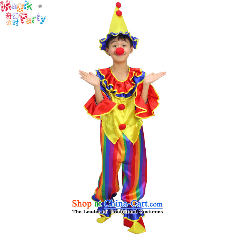 Fantasy factions to boys and girls school arts costumes and parent-child activity dress masquerade photography services motley clown 145cml Service Codes