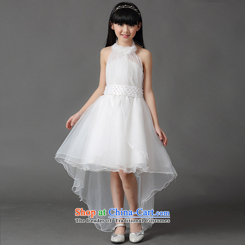 The spirit of the girl child and of children's wear birds autumn and winter Princess boxed long-sleeved shirts for summer children will dress piano tail white wedding dress owara long skirt tail 160 is suitable for a child of a spirit appears at paragraph
