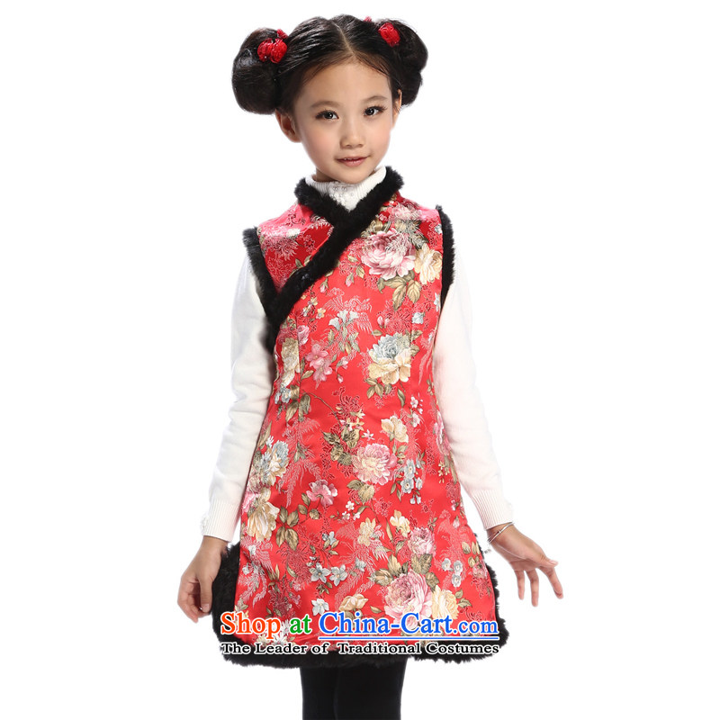 Ethernet- 2015 autumn and winter clothes, cotton qipao folder girls serving pearl Tang dynasty Classic girls show large auspicious services 120