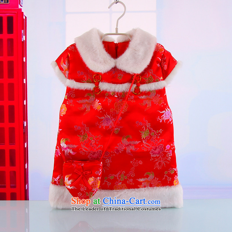 The girl child with package Tang dynasty qipao cuhk child New Year Holidays Tang Dynasty Silk Cheongsam-yi red 110, small and Dodo xiaotuduoduo) , , , shopping on the Internet