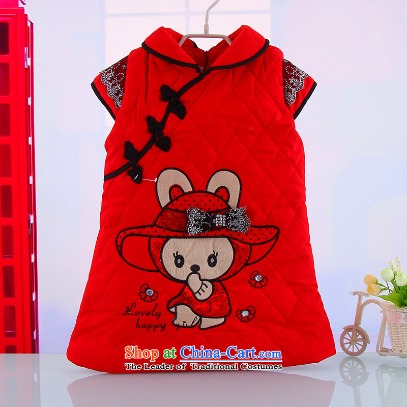 Winter new girls thick warm outdoor Tang dynasty qipao girls New Year pure cotton red 110, small and qipao Dodo xiaotuduoduo) , , , shopping on the Internet
