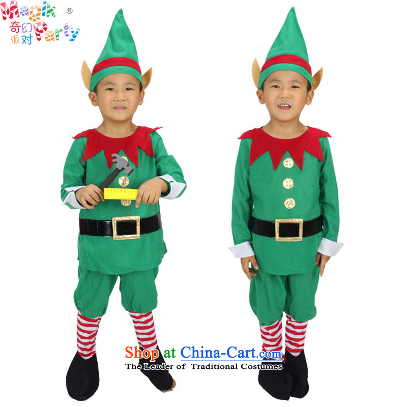 Fantasy Party Christmas clothing school performance apparel package Christmas Santa Claus serving small Green Goblin Goblin 130cm9-10 small green code