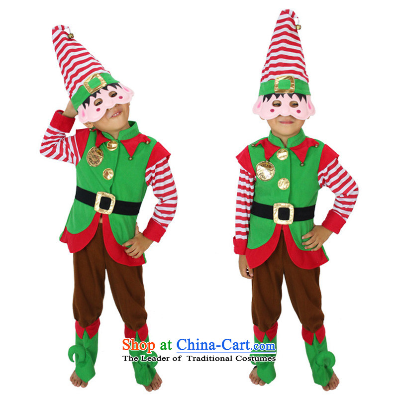 Fantasy factions of boy kindergartens will Package CHRISTMAS dress Small Green Goblin services of Santa's Assistant assistant 115cm3-5 Santa Claus code
