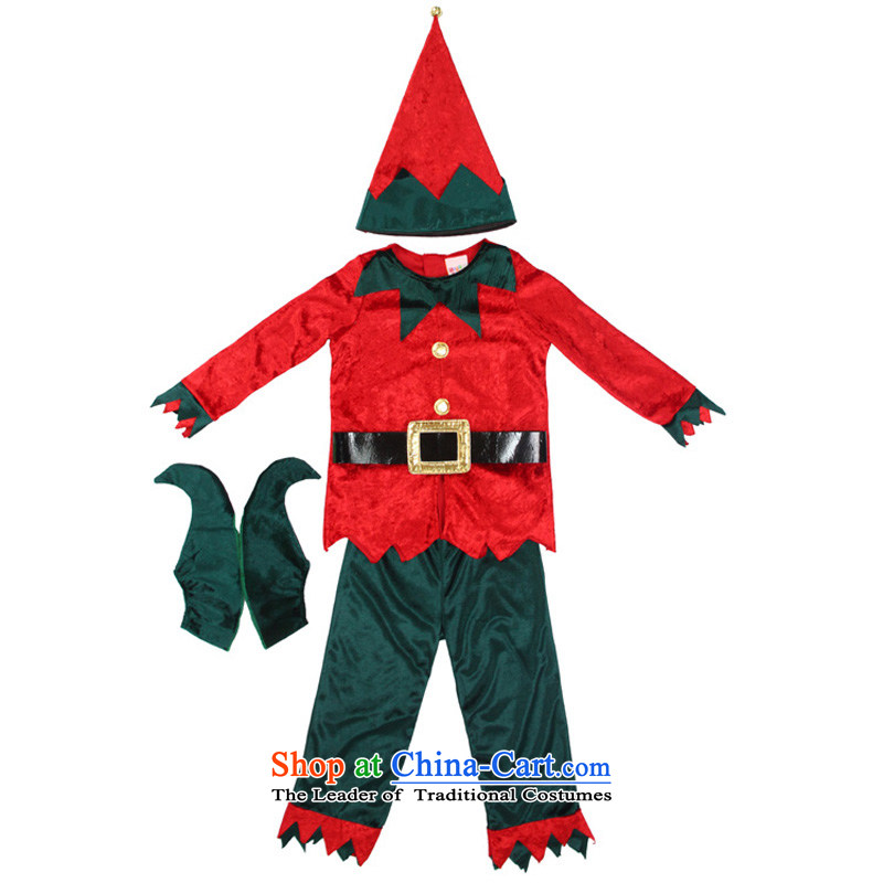 Fantasy to primary schools for boys and girls costumes Christmas clothing Santa Claus Small Green Goblin Goblin red and green Elf services 145cm11-12 Service Code, a party (magikparty) , , , shopping on the Internet